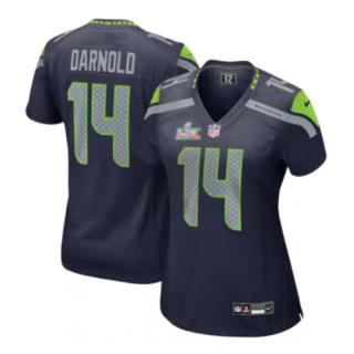 Sam Darnold, Seattle Seahawks Nike Super Bowl LX Patch Game Jersey - College Navy -MUJER